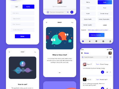 语音聊天app ui .xd素材下载
