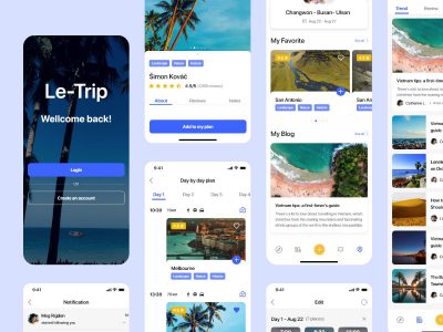 Le-Trip 旅行规划app ui .xd .fig .sketch素材下载