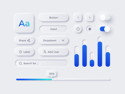 Neumorphic 新拟物风格UI kit 2 .sketch素材下载