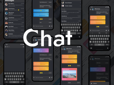 深色主题聊天app ui .sketch素材下载