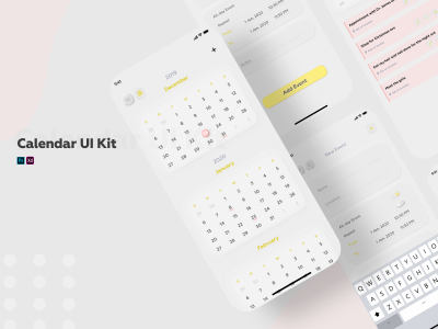 Neumorphic新拟物风 日历app ui .xd素材下载