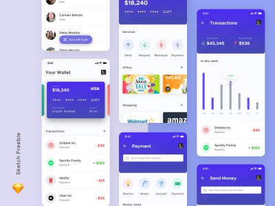 钱包app ui .sketch素材下载