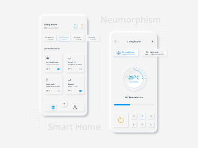 Neumorphic 智能家居app ui .xd素材下载