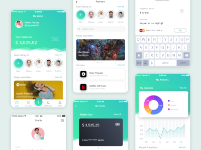 支付、钱包应用app ui .sketch素材下载