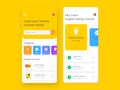 设计课程在线教育app ui .xd素材下载
