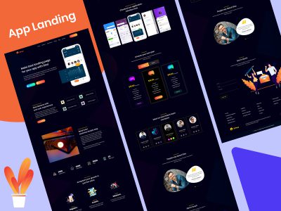 深色app 落地页 .xd素材下载