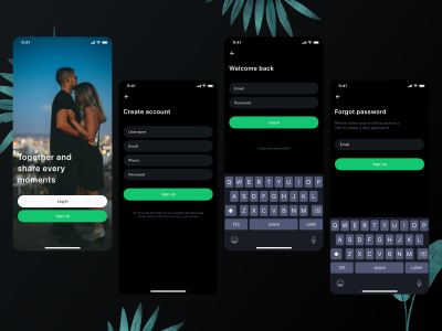 深色主题app 登录注册页 ui .xd素材下载