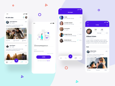 几个社交app 页面UI .xd素材下载