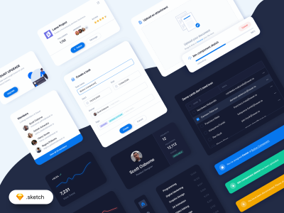 明暗两个风格ui素材库ui kit .sketch素材下载