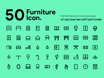 50个家具图标 .psd .svg .ai素材下载