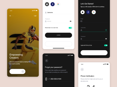 明暗两个app 登录注册页面UI .sketch素材下载