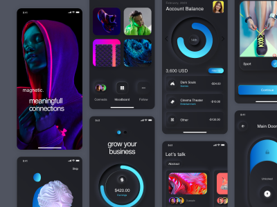 深色暗黑新拟物风格Neumorphic 汽车app ui .sketch .fig素材下载