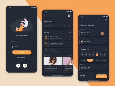 美容美发预约app ui .xd素材下载