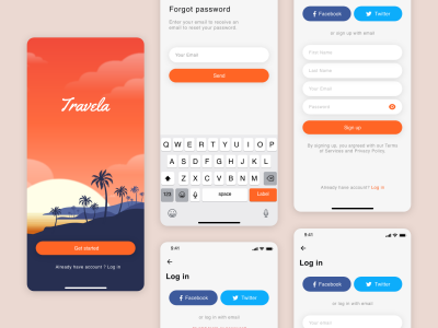 旅行app 登录 注册页面UI .xd素材下载