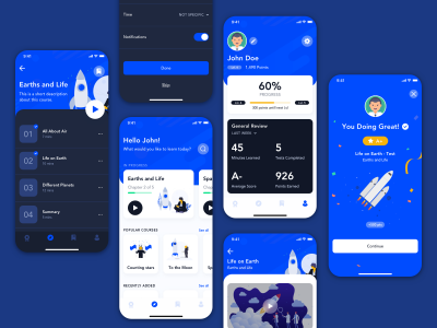 明暗两种风格在线学习app ui .sketch素材下载