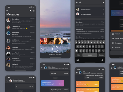 暗黑深色主题聊天app ui .sketch素材下载