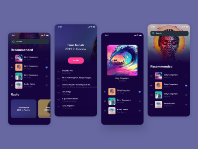 深蓝色音乐app ui .sketch素材下载