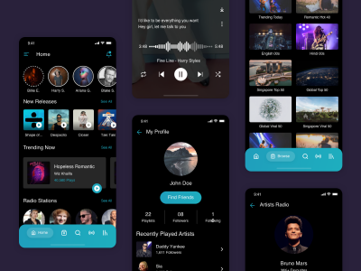 暗黑风格音乐app ui .sketch素材下载
