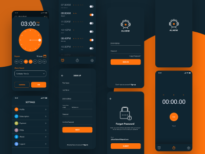 暗黑风格闹钟app ui .xd素材下载
