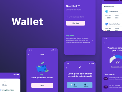 金融支付钱包app ui .sketch .fig .xd素材下载