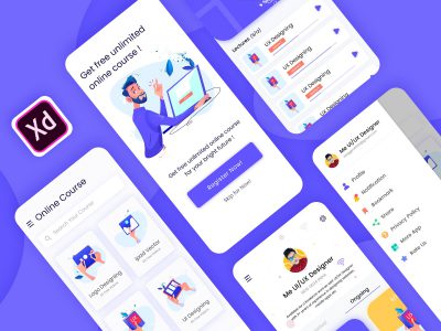 在线教育学习app ui .xd素材下载