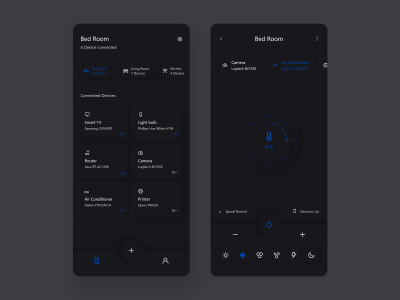 暗黑风格智能家居控制app ui .ai素材下载