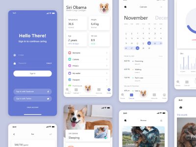 宠物健康养成app ui .xd素材下载