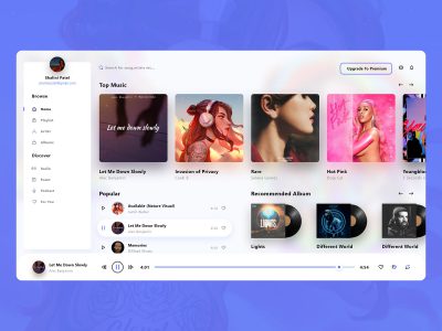 音乐播放web app ui .xd素材下载