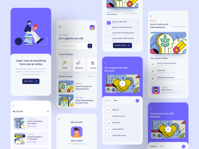 在线学习教育app ui .xd素材下载
