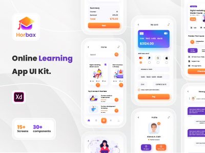 Horbax 在线学习app ui .xd素材下载