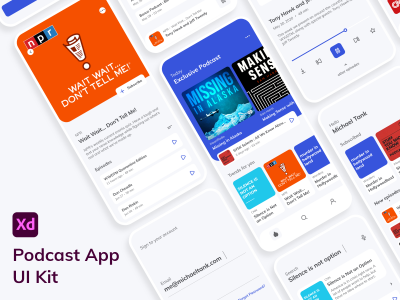 Podcast 音频类app ui .xd素材下载