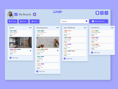 Trello saas任务管理服务 ui .xd素材下载