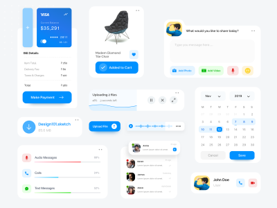 web / app ui kit .sketch .xd素材下载