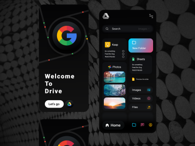 深色Google drive app ui .xd素材下载