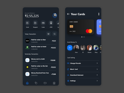 深色支付app ui .xd素材下载