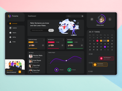 深色dashboard ui .xd素材下载