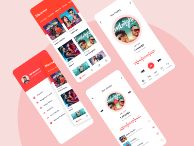 红色主题音乐app ui .xd素材下载