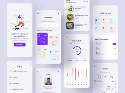 健身APP 数据相关UI .xd素材下载