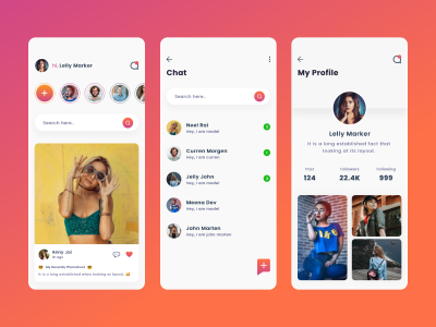 3个社交app 页面ui .xd素材下载