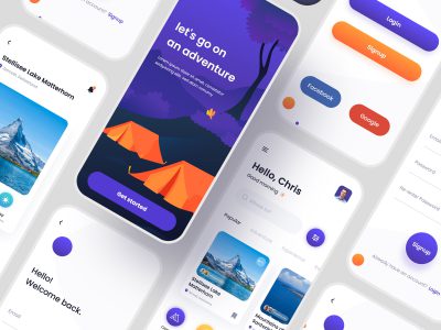 AIXIN 旅行app ui .xd素材下载