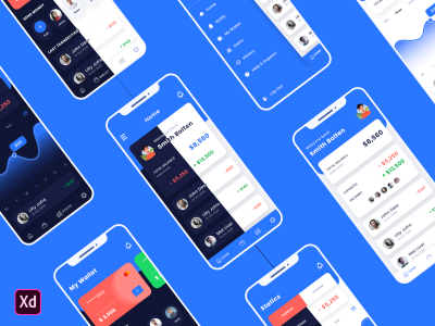 明暗两个主题金融钱包app ui .xd素材下载