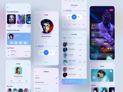 音乐app ui .xd素材下载