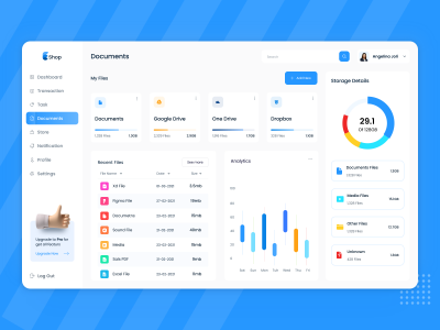 SaaS 文件管理服务后台dashboard .xd.fig素材下载