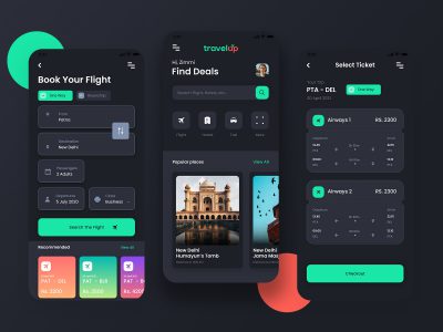 深色飞机订票app ui .xd素材下载