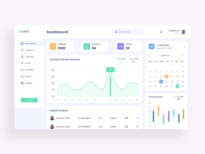 教育平台dashboard .xd素材下载