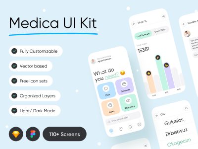 Medical 明暗2套医疗app ui .fig .sketch素材下载