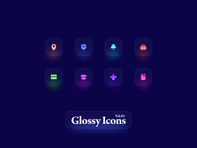 Glossy Icons 玻璃发光图标 .xd素材下载