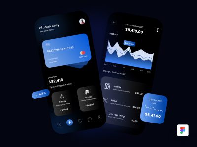 黑色主题金融app ui .fig素材下载