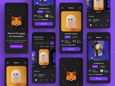 NFT Market app ui .fig .xd素材下载