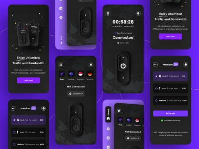 VPN服务app ui .fig .xd素材下载